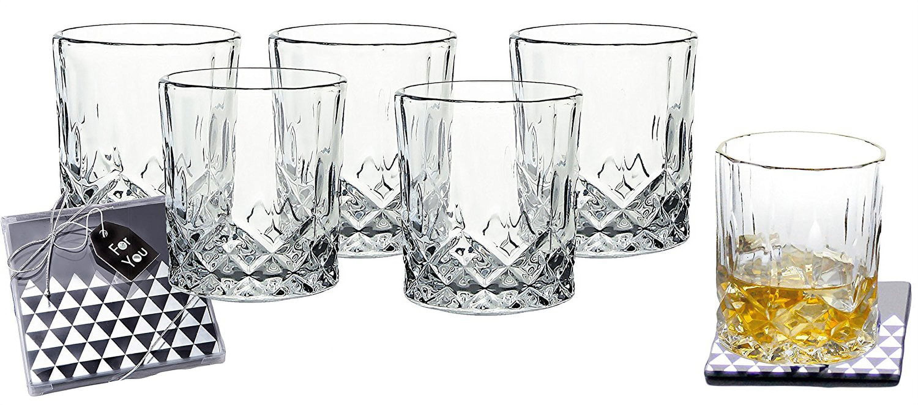 Set of 6 Crystal Double OldFashioned Highball Water Glasses Heavy Base