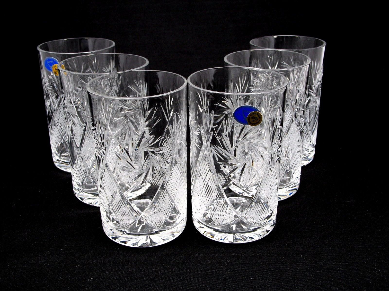 Set of 6 Crystal Tea Glassware and Drinkware Set - 8 oz Tea Glasses ...