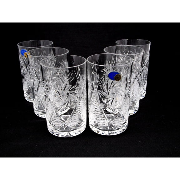 Set of 6 Crystal Tea Glassware and Drinkware Set - 8 oz Tea Glasses
