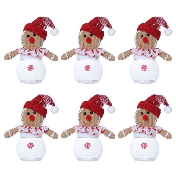 Set of 6 Delicate Gingerbreads Man Candy Jar Christmas Candy Jar Holiday Decors