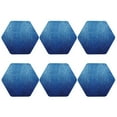 thumbnail image 1 of Set of 6 Denim Blue Drink Coasters for Coffee Table Leather Coaster for Decor Housewarming Hexagon, 1 of 6