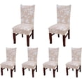 thumbnail image 1 of Set of 6 Dining Chair Covers, Stretch Spandex Dining Room Protector Slipcovers (Champagne Shadow), 1 of 6