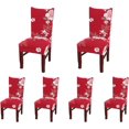 thumbnail image 1 of Set of 6 Dining Chair Covers, Stretch Spandex Dining Room Protector Slipcovers (Style 49, Red), 1 of 6