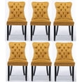 thumbnail image 1 of Set of 6 Dining Chairs Leisure Padded Chair, Tufted Solid Wood Velvet Upholstered Dining Chair with Nailhead Trim& Ring Pull for Kitchen, Living Room, 1 of 8
