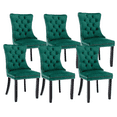 thumbnail image 1 of Set of 6 Dining Chairs Leisure Padded Chair, Tufted Solid Wood Velvet Upholstered Dining Chair with Nailhead Trim& Ring Pull for Kitchen, Living Room, 1 of 8