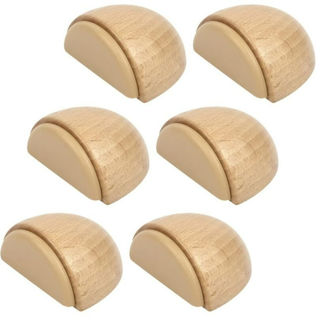 Set of 6 Door Stops Adhesive Wooden Door Stop for Floors and Parquet