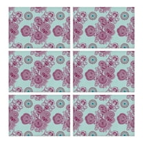 Set of 6 Durable Paisley Placemats, Flax Linen Heat Resistant Wrinkle Free with Colorful Vintage Boho Floral and Artistic Mandala Geometric Decor