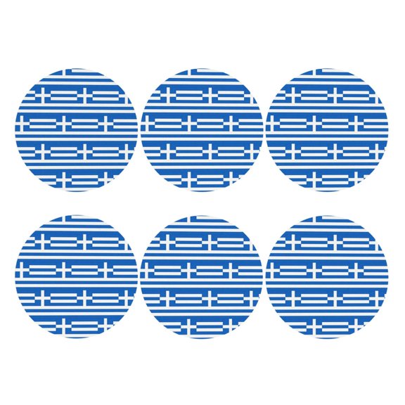Set of 6 Flag Of Greece Drink Coasters for Coffee Table Leather Coaster for Decor Housewarming Round Shape