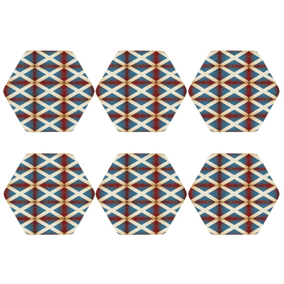Set of 6 Flag Of Scotland Drink Coasters for Coffee Table Leather Coaster for Decor Housewarming Hexagon