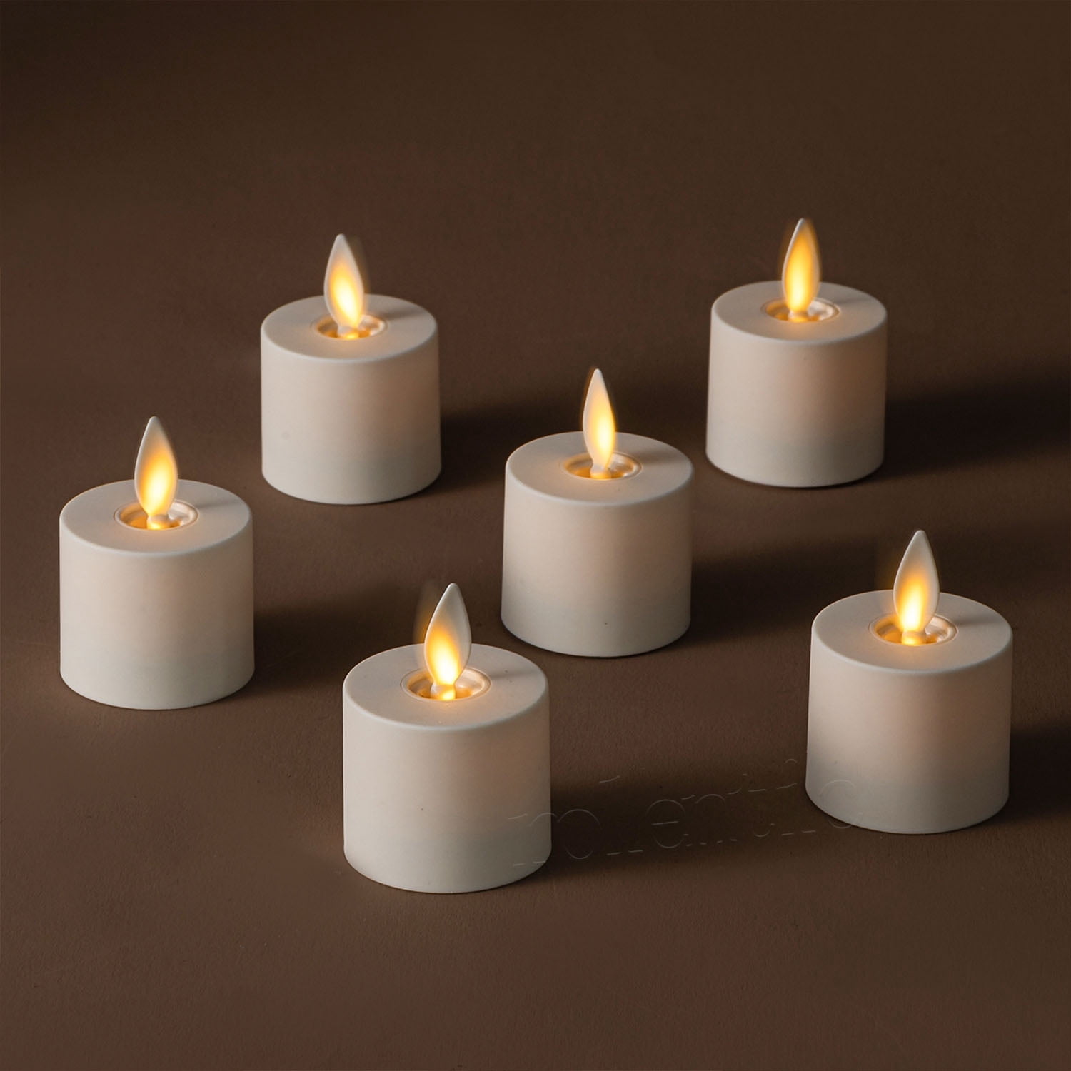 Set of 6 Flameless Battery Operated Tealight Candles w/Remote Moving Wick