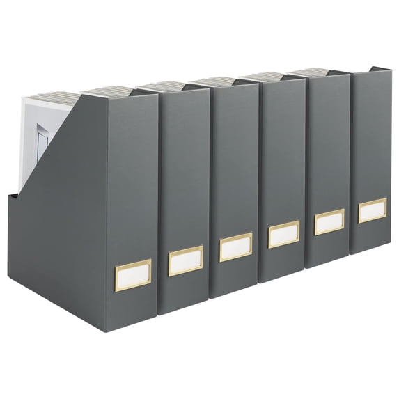 Set of 6 Foldable Magazine File Holders with Label Holders | Vertical ...