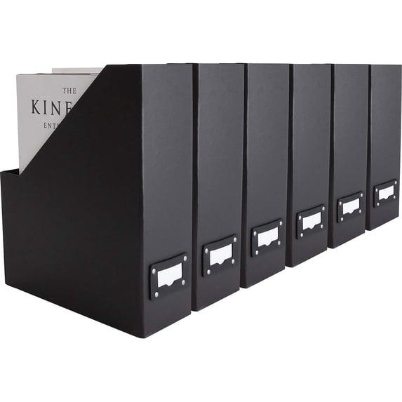 Set of 6 Foldable Magazine File Holders with Label Holders | Vertical ...