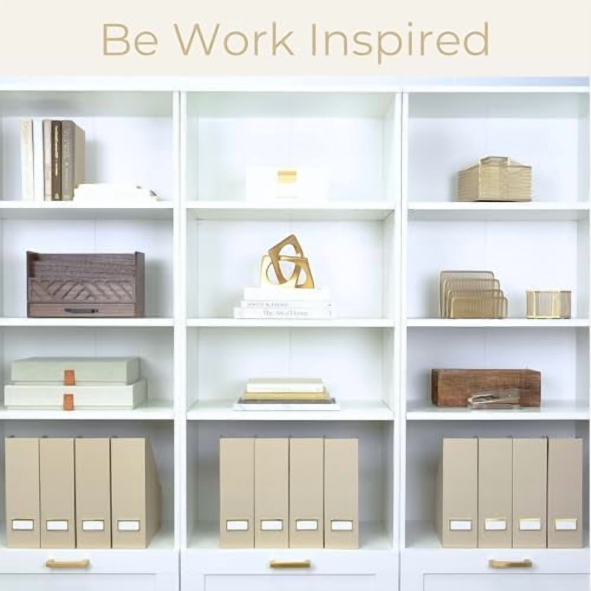 | Set of 6 Foldable Taupe Magazine File Holders with Label Holders | Vertical File Organizer & File Storage Boxes for Desk, Shelves & Home Office