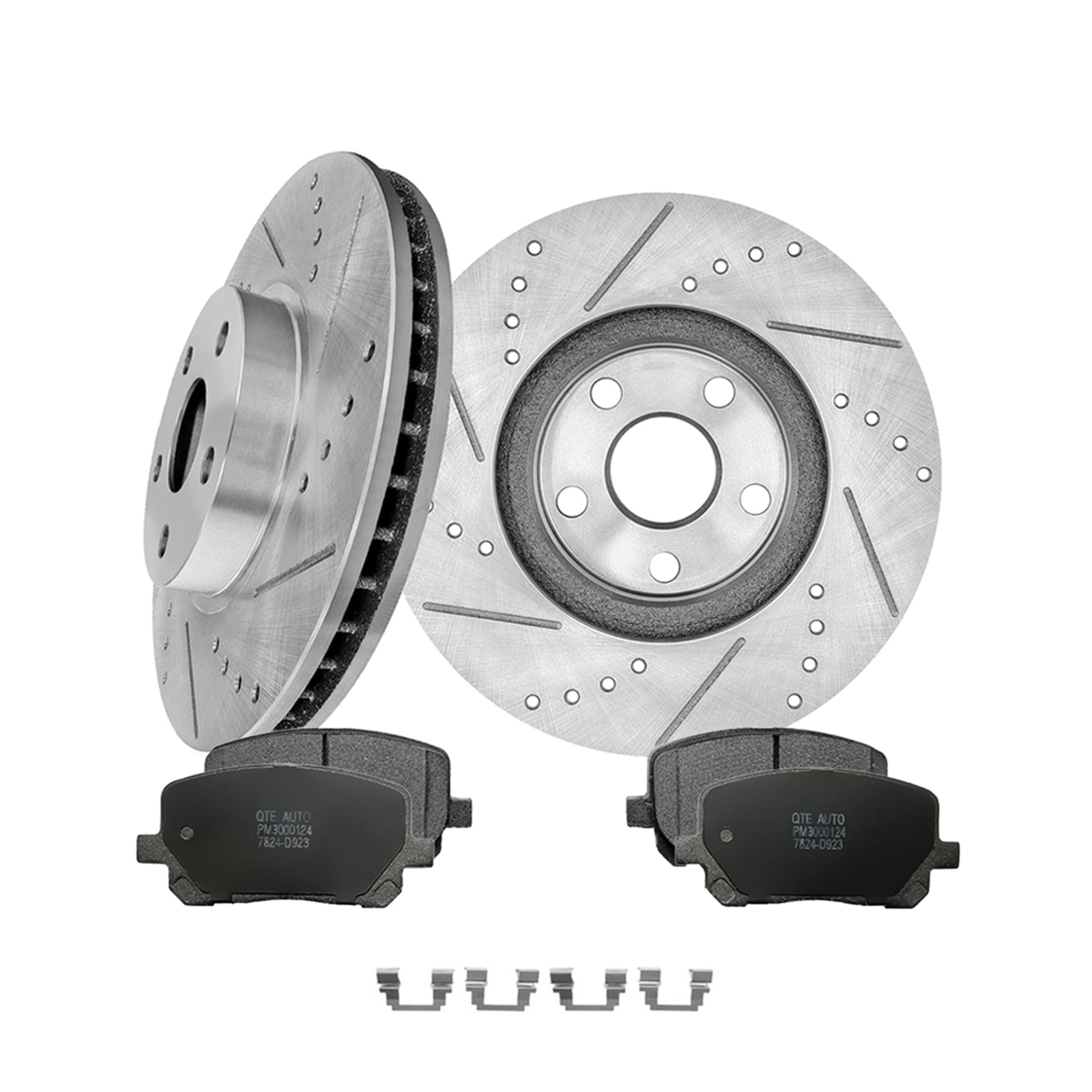 Set of 6 Front 275mm Drilled Slotted Brake Disc Rotors-Ceramic Brake Pad Kit For 2003-2008 Toyota Corolla