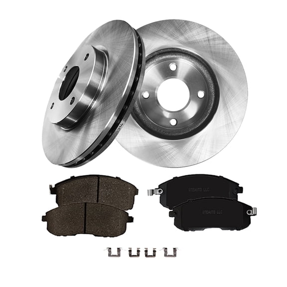 Set of 6 Front 280mm Brake Disc Rotors-Ceramic Brake Pad Kit For 2007-2012 Nissan Versa