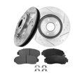 thumbnail image 1 of Set of 6 Front 296mm Drilled Slotted Brake Disc Rotors-Ceramic Brake Pad Kit For 2007-2011 Honda CR-V, 1 of 8