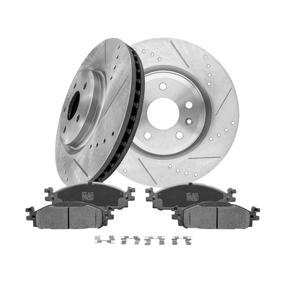 Set of 6 Front 325mm Drilled Slotted Brake Disc Rotors-Ceramic Brake Pad Kit For 2010-2019 Lincoln MKT