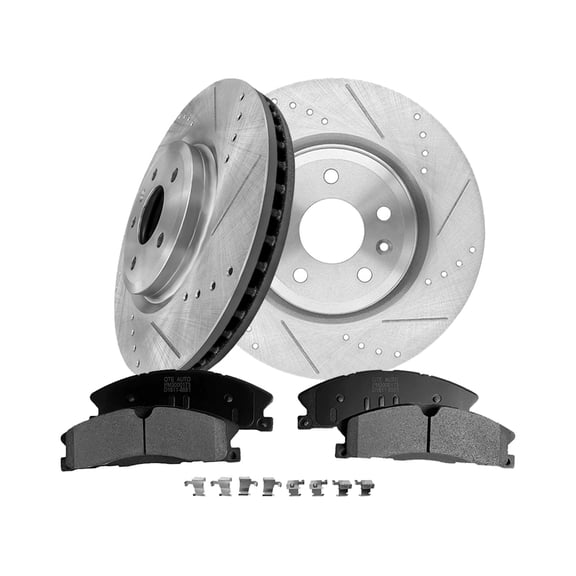 Set of 6 Front 325mm Drilled Slotted Brake Disc Rotors-Ceramic Brake Pad Kit For 2013-2019 Lincoln MKT