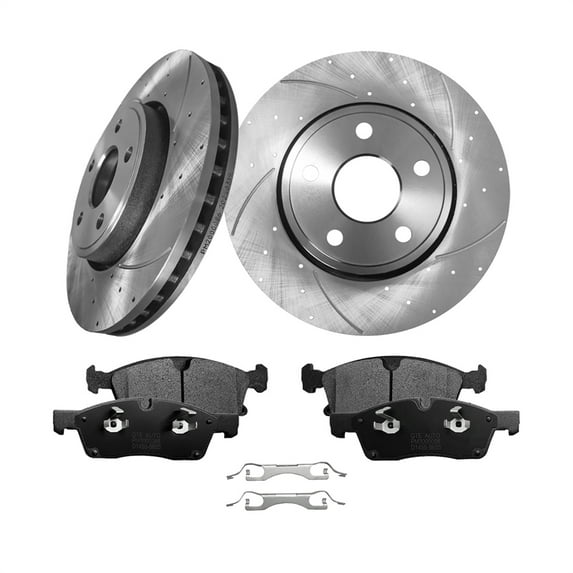 Set of 6 Front 330mm Drilled Slotted Brake Disc Rotors-Ceramic Brake Pad Kit For 2011-2020 Jeep Grand Cherokee