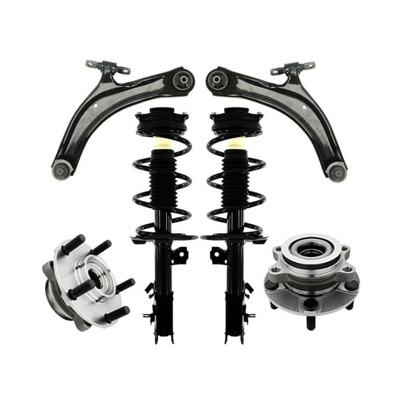 Set of 6 Front Lower Control Arm Ball Joint-Wheel Hub Bearing Assembly-Quick Complete Strut-Coil Spring Assembly For 2013 Nissan Rogue AWD