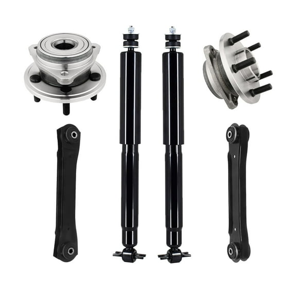Set of 6 Front Lower Control Arm-Wheel Hub Bearing Assembly-Shock Absorber For 2000-2006 Jeep TJ
