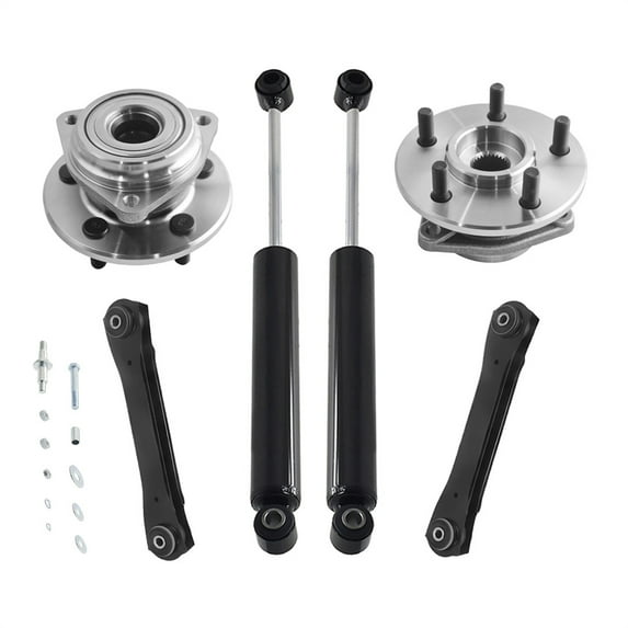 Set of 6 Front Lower Control Arm-Wheel Hub Bearing Assembly-Steering Damper For 1989-1999 Jeep Cherokee