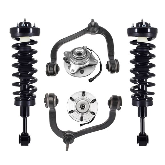 Set of 6 Front Upper Control Arm Ball Joint-Wheel Hub Bearing Assembly-Quick Complete Strut-Coil Spring Assembly For 2004 2005 Ford F-150