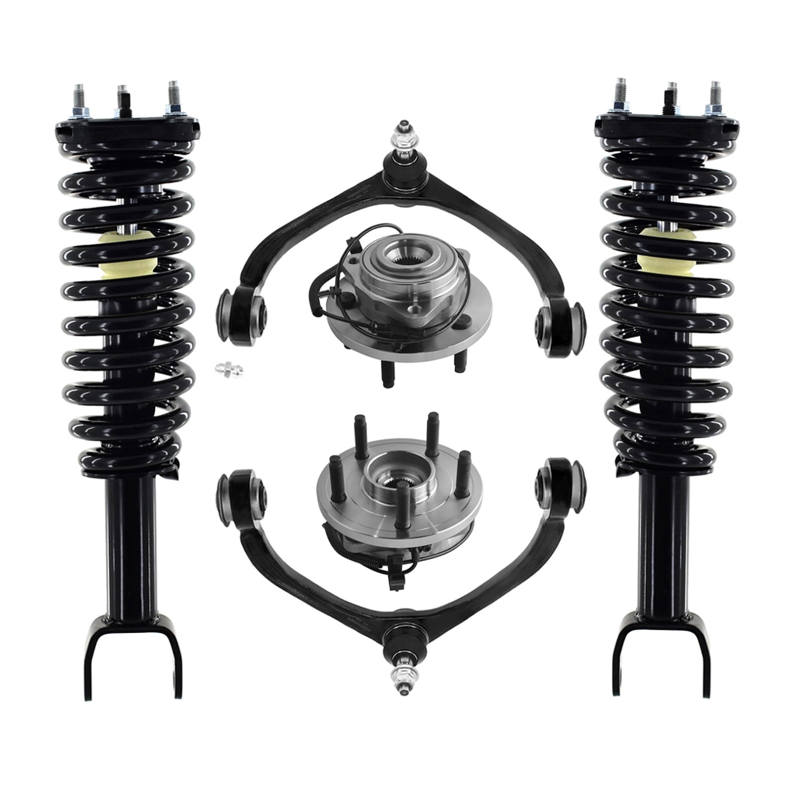 Set of 6 Front Upper Control Arm Ball Joint-Wheel Hub Bearing Assembly ...