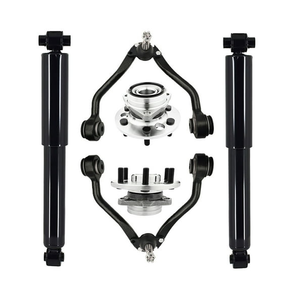 Set of 6 Front Upper Control Arm Ball Joint-Wheel Hub Bearing Assembly-Shock Absorber For 1992-1994 Chevrolet K2500 Suburban