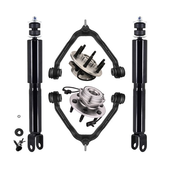 Set of 6 Front Upper Control Arm Ball Joint-Wheel Hub Bearing Assembly-Shock Absorber For 2000-2006 Chevrolet Tahoe 4WD Exc. Z55 Autoride Susp.