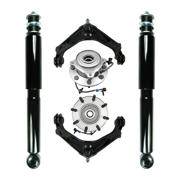 Set of 6 Front Upper Wheel Hub Bearing Assembly-Control Arm Ball Joint-Shock Absorber For 2001-2003 2005 2006 GMC Sierra 1500 HD