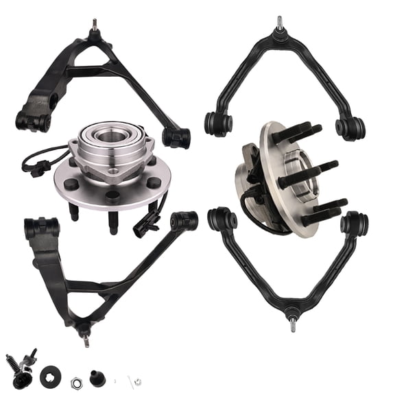 Set of 6 Front Upper and Lower Control Arm Ball Joint-Wheel Hub Bearing Assembly For 2007 Chevrolet Silverado 1500 Classic