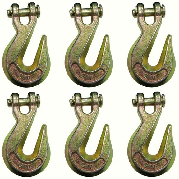 RAParts Set of (6) G70 3/8" Clevis Grab Hooks for Wrecker Tow Chain Flatbed Truck Trailer Tie Down
