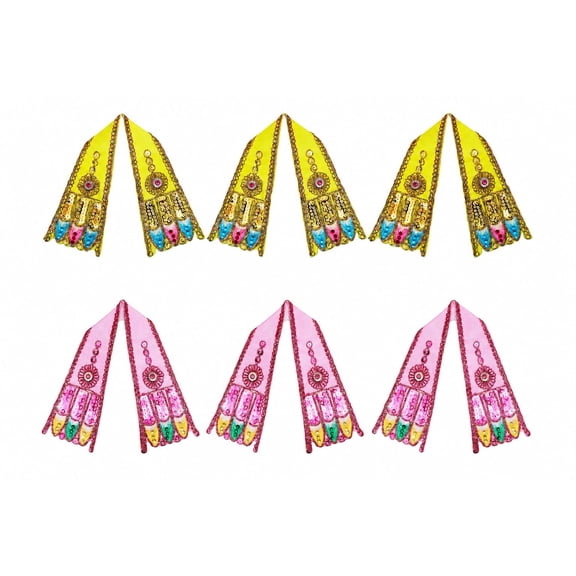 Set of 6 Ganesh Dupatta Chunri Puja Cloth Pooja Items Idols Frame (12"X 2")