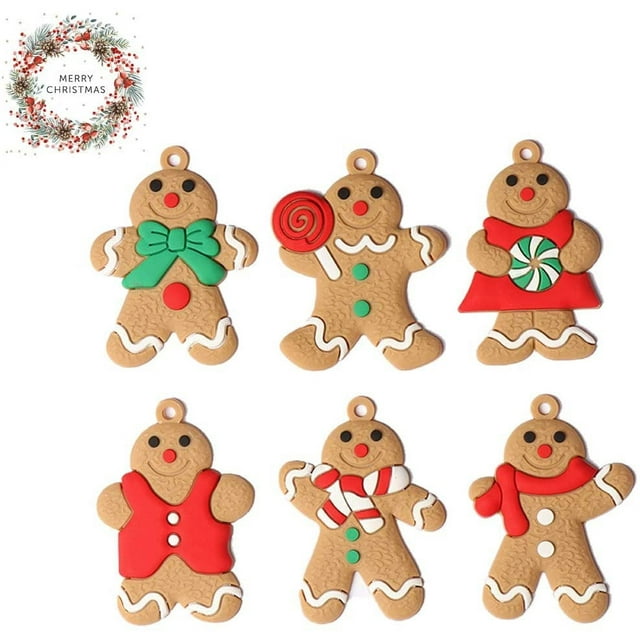Set of 6 Gingerbread Ornaments for Christmas Tree Christmas Ornaments