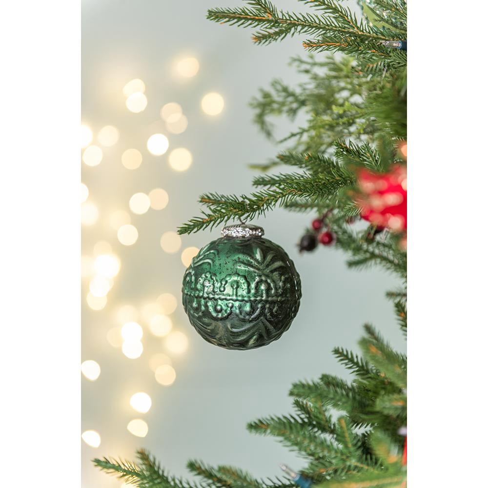 Set of 6 Glass Christmas Ball Ornaments with Aluminium Accent by Riccardo Tree Decor