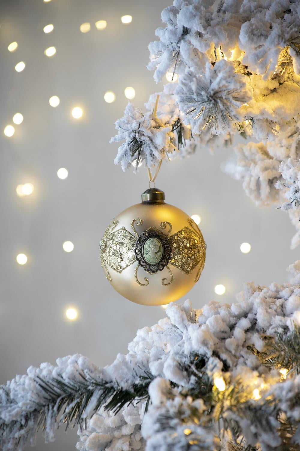 Set of 6 Glass Christmas Ball Ornaments with Glitter and Painting Design by Riccardo Tree Decor