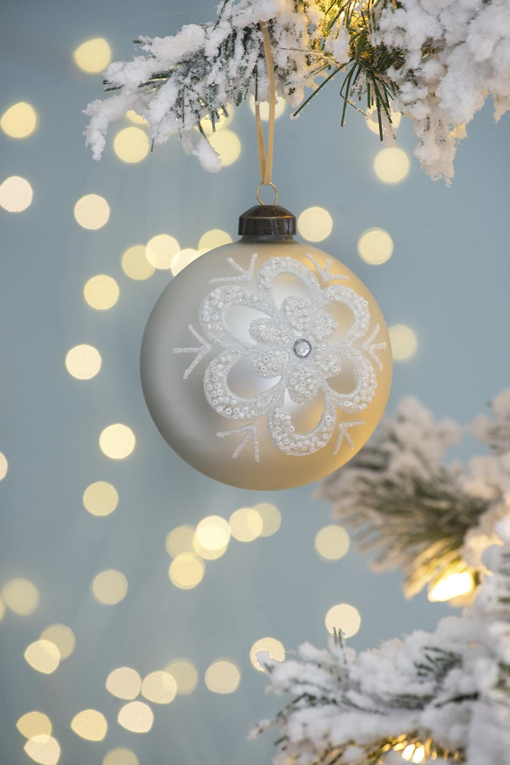 Set of 6 Glass Christmas Ball Ornaments with Glitter and Painting Design by Riccardo Tree Decor