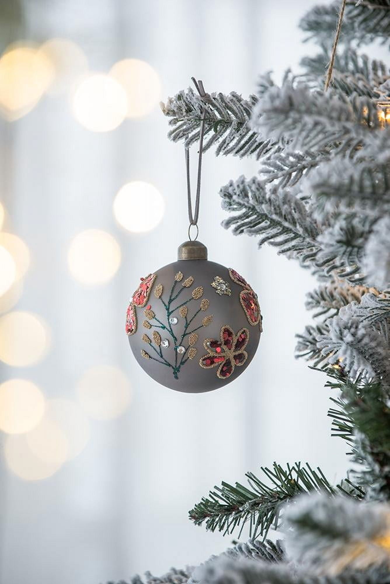 Set of 6 Glass Christmas Ball Ornaments with Glitter and Painting Design by Riccardo Tree Decor