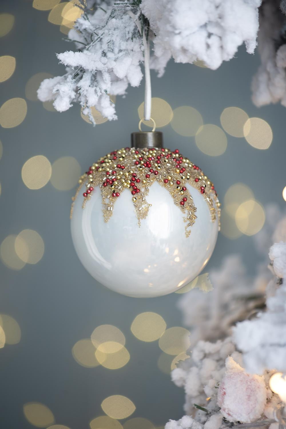 Set of 6 Glass Christmas Ball Ornaments with Glitter and Painting Design by Riccardo Tree Decor