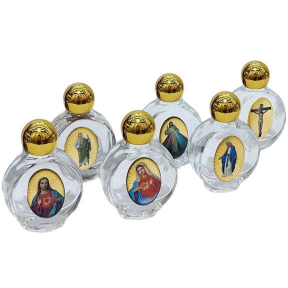 Set of 6 Glass Holy Water Bottle With Metal Lid For Christian Baptisms Religious Decors Travel Friendly Water Dispenser