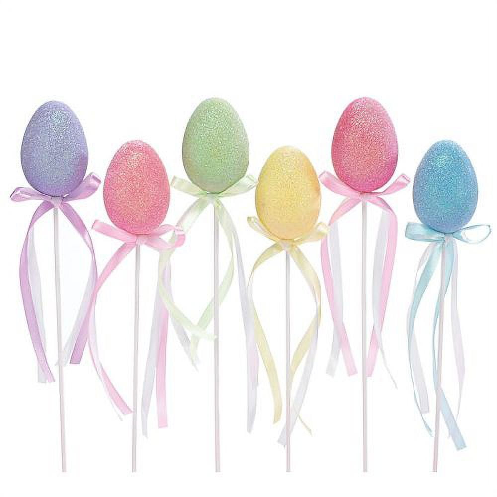 Set of 6 Glitter Easter Egg Picks