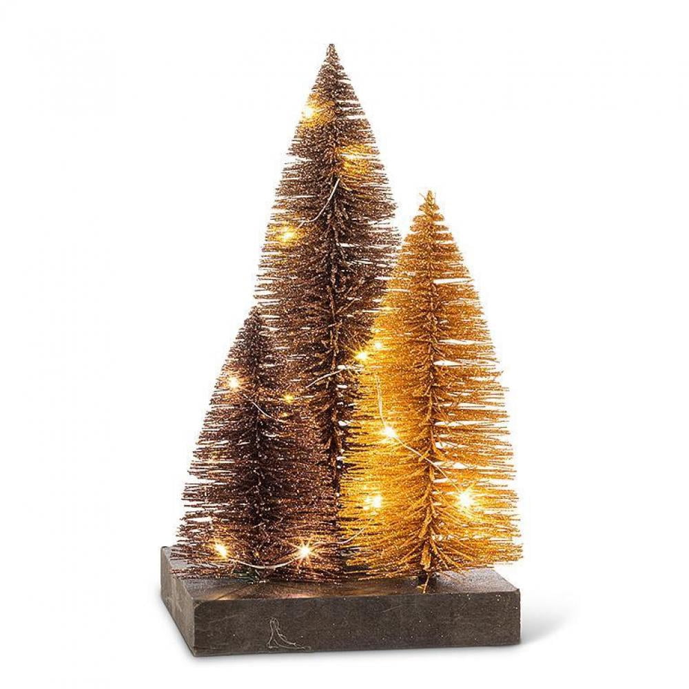 Set of 6 Glitter Led Trees On Square Base Figurine - Walmart.com