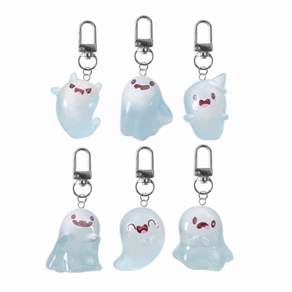Set of 6 Glowing In The Dark Specter Keychain Phantoms Pendant Keyring Backpack Charm Bag Accessory for Halloween