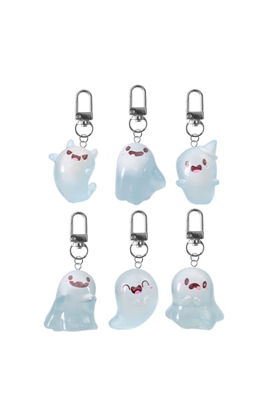 Set of 6 Glowing Specter Keychain Phantoms Pendant Keyring Backpack Charm Bag Accessory for Halloween