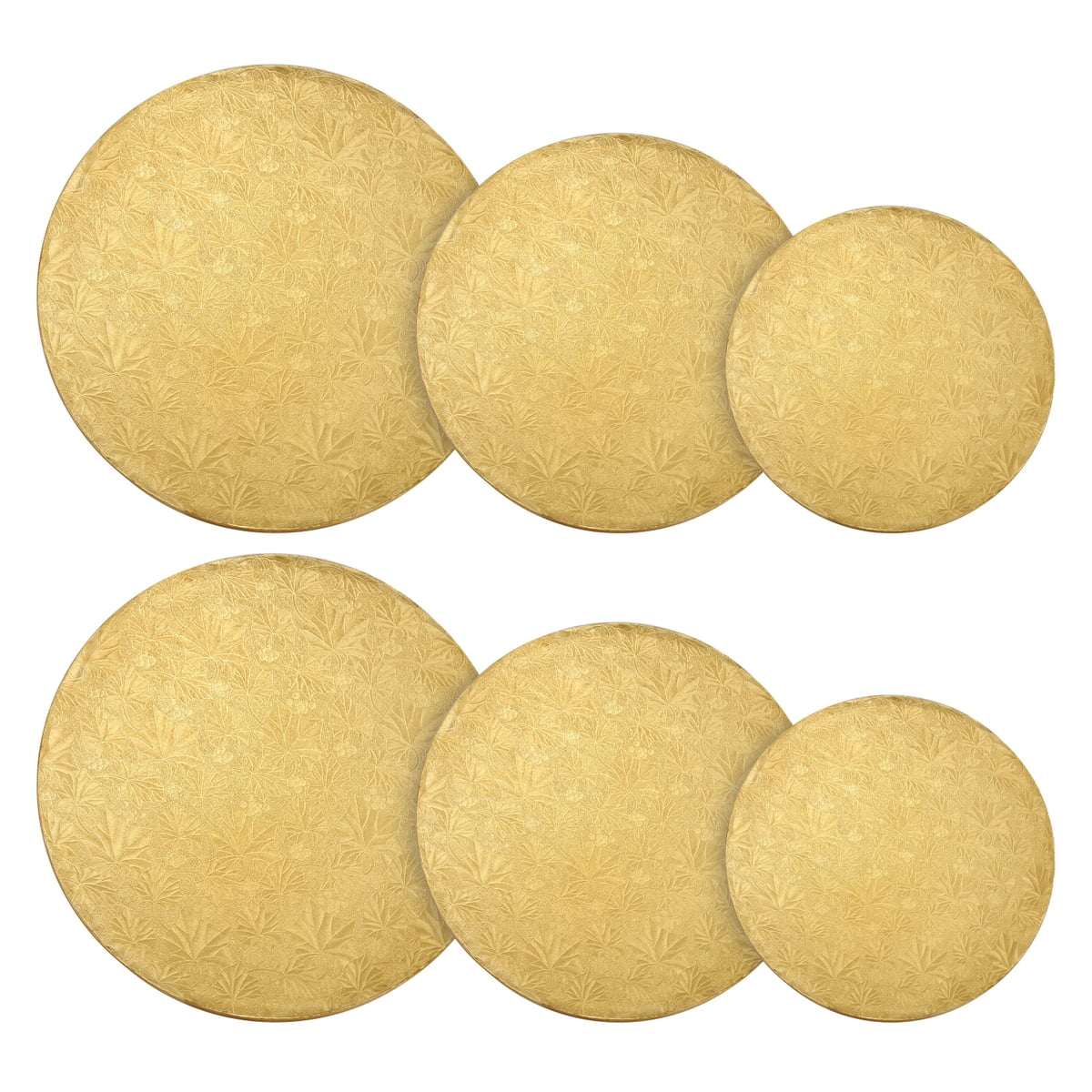 Set of 6 Gold Cake Drums, 8, 10 and 12 Inch Round Boards for Baking (2