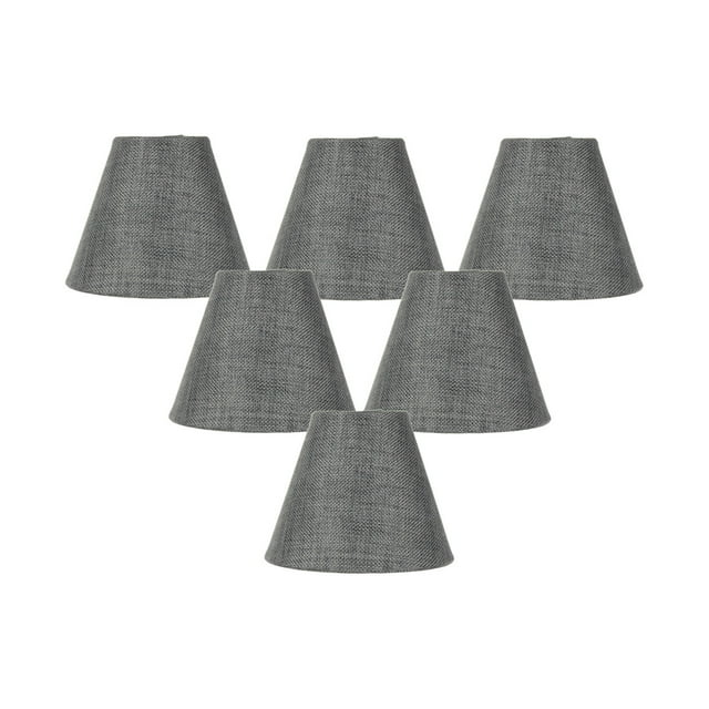 Set of 6 Granite Gray Burlap Lamp Shade - Clip-on Candelabra Shade 3x5x4