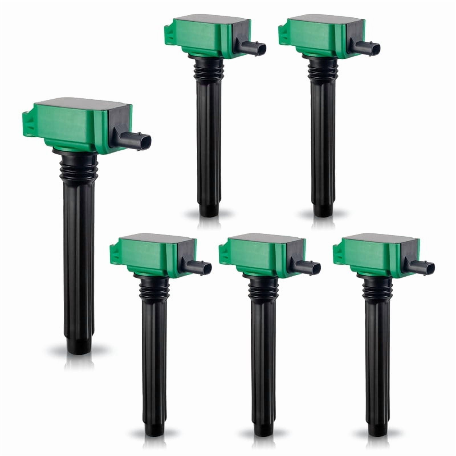 Set of 6 Green Color Ignition Coils Compatible with 2016-2017 Dodge Grand Caravan 3.6L Jeep Ram V6  Replacement for UF648 C1791
