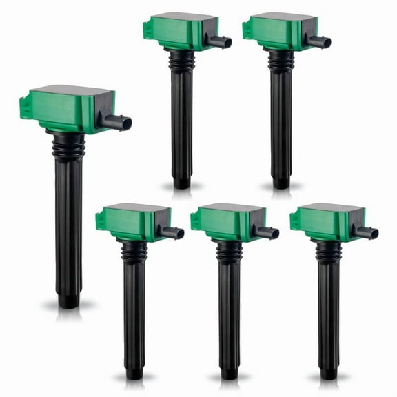 Set of 6 Green Color Ignition Coils Compatible with 2016-2017 Dodge Grand Caravan 3.6L Jeep Ram V6 Replacement for UF648 C1791