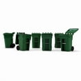 thumbnail image 1 of Set of 6 Green Garbage Trash Bin Containers Replica 1/34 Models by First Gear, 1 of 4